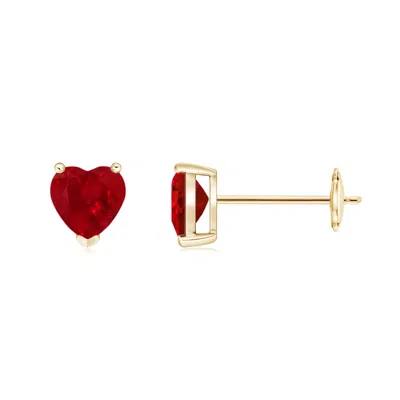 ANGARA RUBY SOLITAIRE HEART STUD EARRINGS