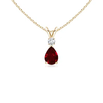 ANGARA RUBY TEARDROP PENDANT WITH DIAMOND