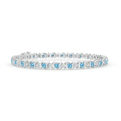 ANGARA S CURL AQUAMARINE AND DIAMOND TENNIS BRACELET