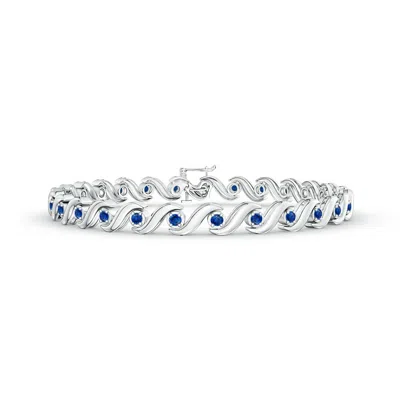 ANGARA S SWIRL LINK ILLUSION BLUE SAPPHIRE TENNIS BRACELET
