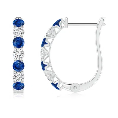 ANGARA SAPPHIRE AND DIAMOND HUGGIE HOOP EARRINGS