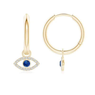 ANGARA SAPPHIRE EVIL EYE HINGED HOOP EARRINGS WITH DIAMONDS