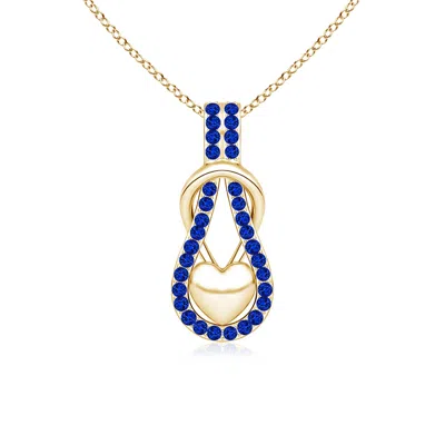 ANGARA SAPPHIRE INFINITY KNOT PENDANT WITH PUFFED HEART