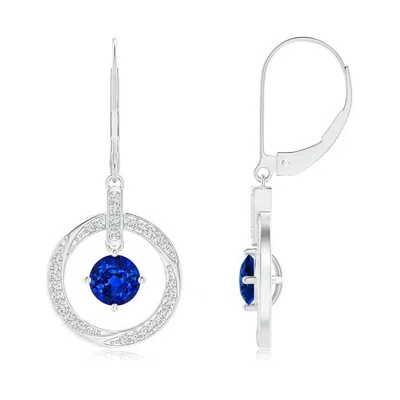 ANGARA SAPPHIRE OPEN CIRCLE DROP EARRINGS WITH DIAMOND ACCENTS