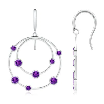 ANGARA SCATTERED BEZEL AMETHYST TWIN CIRCLE EARRINGS
