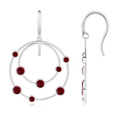 ANGARA SCATTERED BEZEL GARNET TWIN CIRCLE EARRINGS