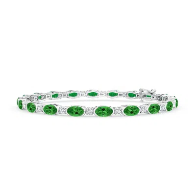 ANGARA SEMI BEZEL-SET OVAL TSAVORITE AND DIAMOND TENNIS BRACELET