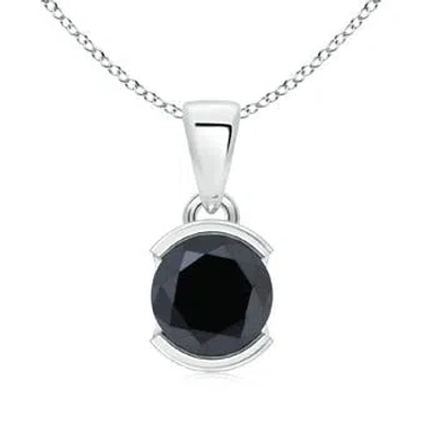 ANGARA SEMI BEZEL-SET ROUND ENHANCED BLACK DIAMOND SOLITAIRE PENDANT