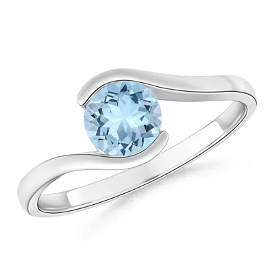 ANGARA SEMI BEZEL-SET SOLITAIRE ROUND AQUAMARINE BYPASS RING