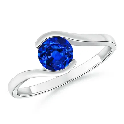 ANGARA SEMI BEZEL-SET SOLITAIRE ROUND BLUE SAPPHIRE BYPASS RING