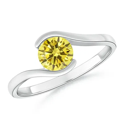 ANGARA SEMI BEZEL-SET SOLITAIRE ROUND FANCY INTENSE YELLOW DIAMOND BYPASS RING