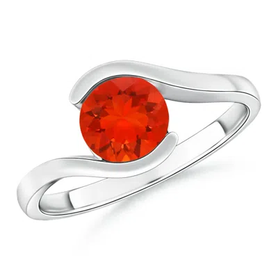 ANGARA SEMI BEZEL-SET SOLITAIRE ROUND FIRE OPAL BYPASS RING