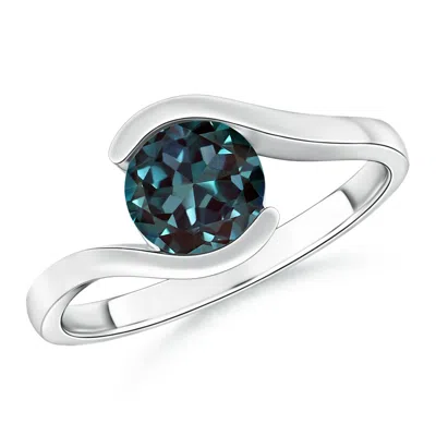 ANGARA SEMI BEZEL-SET SOLITAIRE ROUND LAB-GROWN ALEXANDRITE BYPASS RING