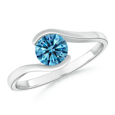 ANGARA SEMI BEZEL-SET SOLITAIRE ROUND LAB-GROWN FANCY INTENSE BLUE DIAMOND BYPASS RING