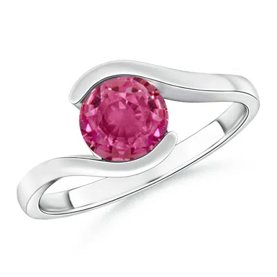 ANGARA SEMI BEZEL-SET SOLITAIRE ROUND PINK SAPPHIRE BYPASS RING