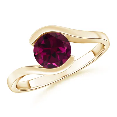 ANGARA SEMI BEZEL-SET SOLITAIRE ROUND RHODOLITE BYPASS RING