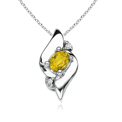 ANGARA SHELL STYLE OVAL YELLOW SAPPHIRE AND DIAMOND PENDANT