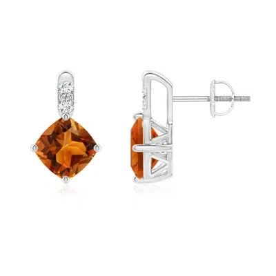 ANGARA SIDEWAYS CUSHION CITRINE EARRINGS WITH DIAMOND ACCENTS