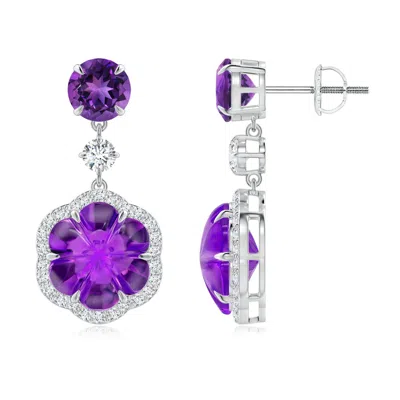 ANGARA SIX-PETAL AMETHYST FLOWER DANGLE EARRINGS