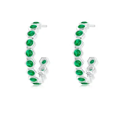 ANGARA SMALL HEXAGONAL EMERALD HOOPS