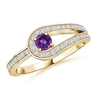 ANGARA SOLITAIRE AMETHYST KNOT PROMISE RING WITH DIAMOND