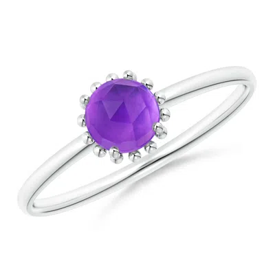 ANGARA SOLITAIRE AMETHYST RING WITH BEADED HALO