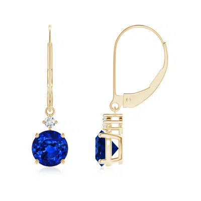 ANGARA SOLITAIRE BLUE SAPPHIRE DANGLE EARRINGS WITH DIAMOND