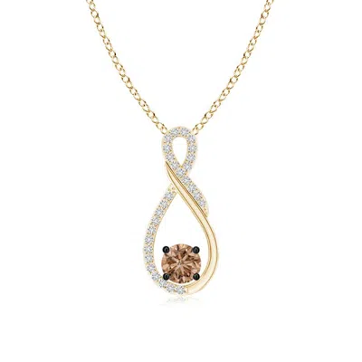 ANGARA SOLITAIRE COFFEE AND WHITE DIAMOND INFINITY PENDANT