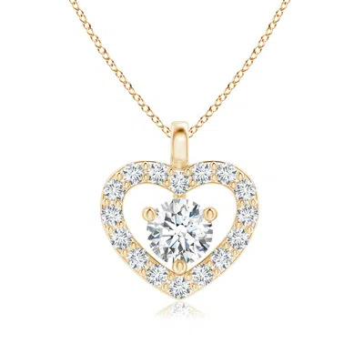 ANGARA SOLITAIRE DIAMOND OPEN HEART PENDANT WITH ACCENTS