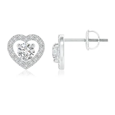 ANGARA SOLITAIRE DIAMOND OPEN HEART STUDS WITH ACCENTS