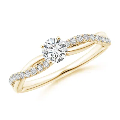 ANGARA SOLITAIRE DIAMOND TWIST SHANK ENGAGEMENT RING WITH ACCENTS