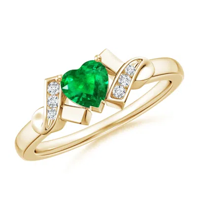 ANGARA SOLITAIRE EMERALD HEART ENGAGEMENT RING WITH DIAMOND ACCENTS