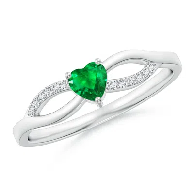 ANGARA SOLITAIRE EMERALD HEART PROMISE RING WITH DIAMOND ACCENTS