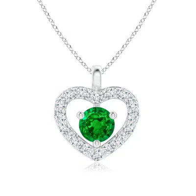 ANGARA SOLITAIRE EMERALD OPEN HEART PENDANT WITH DIAMONDS