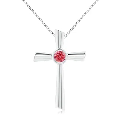 ANGARA SOLITAIRE FANCY INTENSE PINK DIAMOND CROSS PENDANT