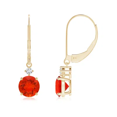 ANGARA SOLITAIRE FIRE OPAL DANGLE EARRINGS WITH DIAMOND