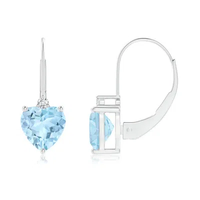 ANGARA SOLITAIRE HEART AQUAMARINE AND DIAMOND LEVERBACK EARRINGS