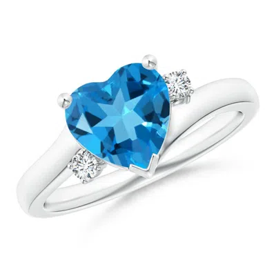ANGARA SOLITAIRE HEART SWISS BLUE TOPAZ BYPASS RING WITH DIAMONDS