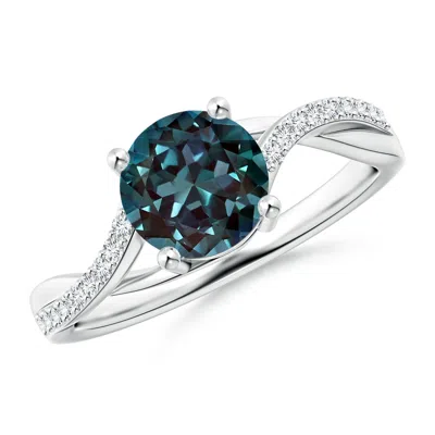 ANGARA SOLITAIRE LAB-GROWN ALEXANDRITE TWISTED SPLIT SHANK RING