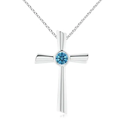 ANGARA SOLITAIRE LAB-GROWN FANCY INTENSE BLUE DIAMOND CROSS PENDANT