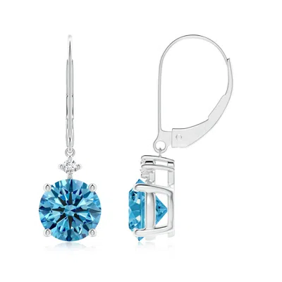 ANGARA SOLITAIRE LAB-GROWN FANCY INTENSE BLUE DIAMOND DANGLE EARRINGS