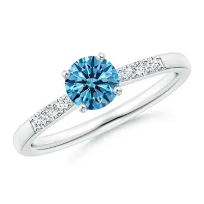 ANGARA SOLITAIRE LAB-GROWN FANCY INTENSE BLUE DIAMOND TAPERED SHANK ENGAGEMENT RING WITH ACCENTS