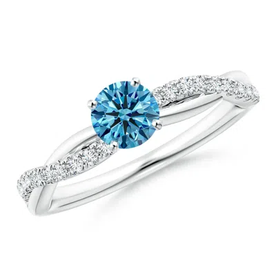 ANGARA SOLITAIRE LAB-GROWN FANCY INTENSE BLUE DIAMOND TWIST SHANK ENGAGEMENT RING WITH ACCENTS