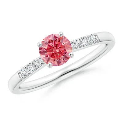 ANGARA SOLITAIRE LAB-GROWN FANCY INTENSE PINK DIAMOND TAPERED SHANK ENGAGEMENT RING WITH ACCENTS