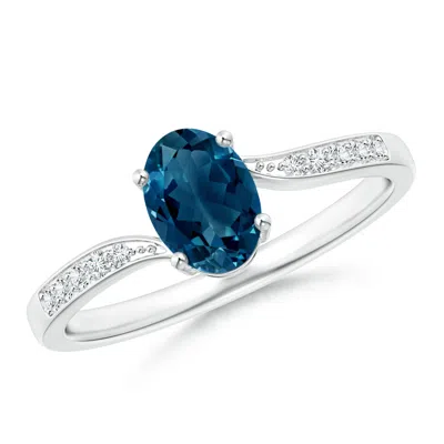ANGARA SOLITAIRE LONDON BLUE TOPAZ BYPASS RING WITH PAVE DIAMONDS