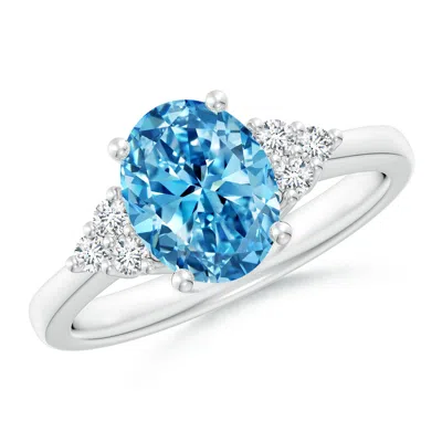 ANGARA SOLITAIRE OVAL LAB-GROWN FANCY INTENSE BLUE AND WHITE DIAMOND PROMISE RING