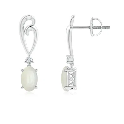 ANGARA SOLITAIRE OVAL MOONSTONE SWIRL DROP EARRINGS WITH DIAMOND