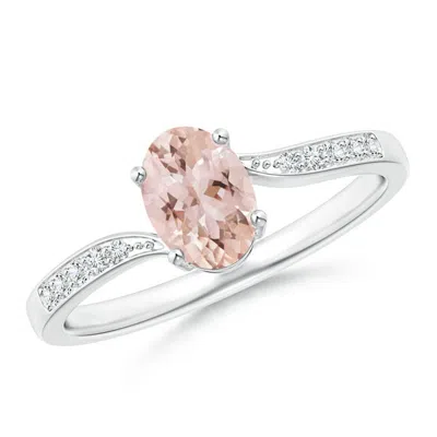 ANGARA SOLITAIRE OVAL MORGANITE BYPASS RING WITH PAVE DIAMONDS