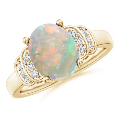 ANGARA SOLITAIRE OVAL OPAL AND DIAMOND COLLAR RING