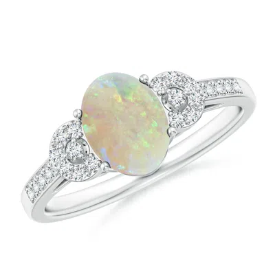 ANGARA SOLITAIRE OVAL OPAL CATHEDRAL RING WITH DIAMOND ACCENTS